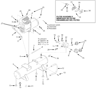 Air-Compressor Parts Diagram and Parts List for WL500008  Campbell Hausfeld Compressor